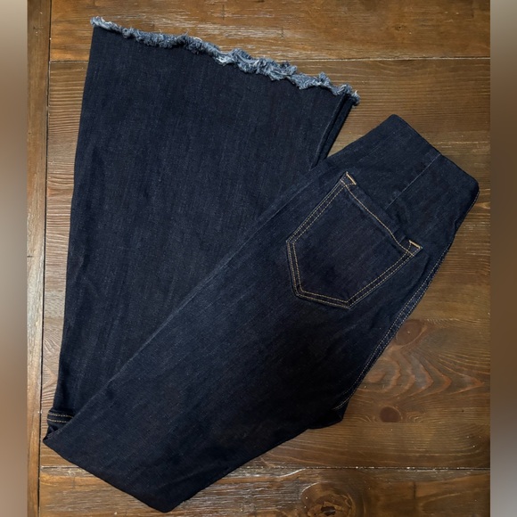 ENCORE BLUE JEANS WESTERN SUPER FLARED FRAYED HEM HIGH WAIST BLUE JEANS SZ 1 - Picture 6 of 9